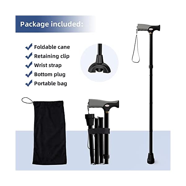 Gehstock Herren Damen, Wanderstöcke Teleskop Faltbar, Shealthub Anti-Rutsch Spazierstock Höhenverstellbar 84-94cm… – Bild 7