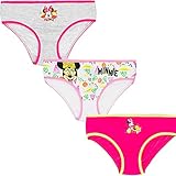  SUN CITY Unterwäsche für Mädchen, Disney Minnie Maus, 3 Stück, 100% Baumwolle, 2-8 Jahre, Grey White Fuchsia, 2-3 Jahre