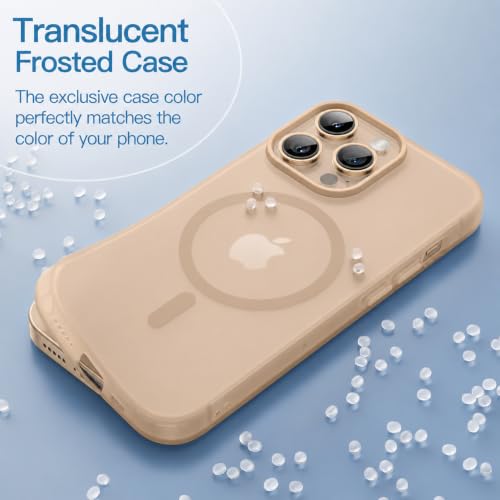 Image of DIZORO Matte Case for iPhone 16 Pro Max Compatible with MagSafe, Camera Lens Full Protection, Shockproof Translucent Frosted TPU Soft Phone Cover, Anti-Fingerprint (Desert)