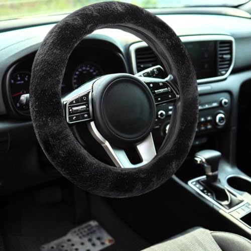 Couvre-volant universel, 36-39 cm, en fourrure de voiture, housse de volant en peluche pour l'hiver, respirant et antidérapant, doux, confortable et sans odeur, accessoire pour voiture, housse de