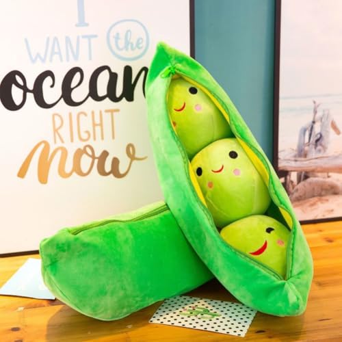 LAARNT 25cm SüßE GrüNe Erbsen-PlüSchpuppe,Liebenswerte PlüSchtier,Kreative Gewachsene Erbsen Sweet Cuddle Cotton Stuffed Toy,Einzigartiges Gewachsenes Erbsenkissen