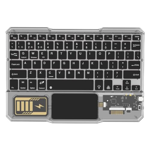 Asyduey Teclado Inalámbrico Luminoso, Teclado Táctil Recargable, Teclados Bluetooth para Teléfono, PC, Tableta, Juegos, Negro