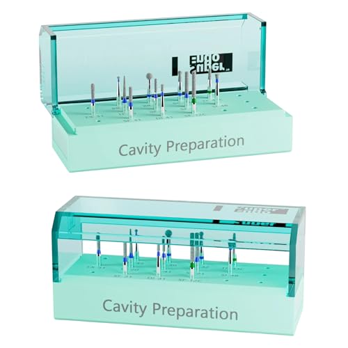 Image of Cavity Preparation Burs Kit | 12 Diamond Burs for Cavity Shaping | Stainless Steel Shank | Friction Grip | Autoclavable | Dental Restoration Tool
