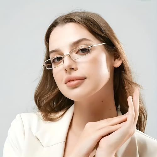 Image of SAVY Metallic Compact Colored(Golden, Brown & Grey) Frame Reading Eye Spectacles Glasses with Eye Protection and No Eye Strain for Men Women with Light Weight Pen Type Case