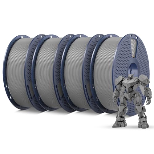 SUNLU 4KG PETG Filament 1.75 mm 3D Drucker Filament PETG Grau Hohe Festigkeit & Hohe Zähigkeit PETG 1KG Spule (2 2 lbs) für Meisten 3D Drucker Maßgenauigkeit +/- 0 02mm Grau 4000g
