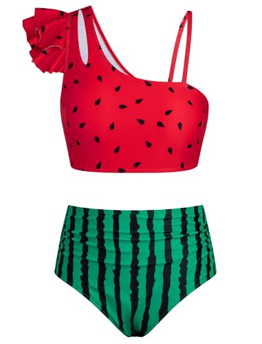 Seanrui Girls' Swimwear Juniors Swimsuits Size 10 Two Piece Bathing Suit Cute Swimsuits for Teen Girls Bikini Sets Watermelon