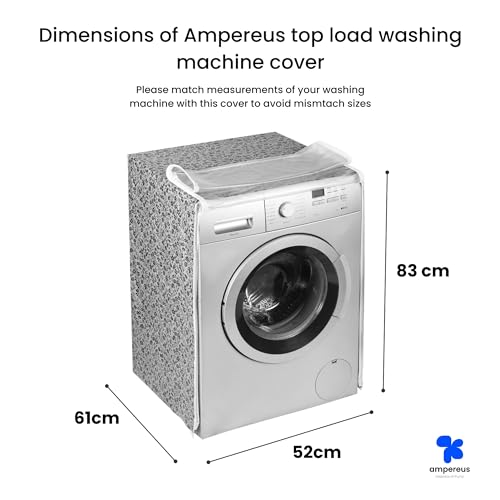 AMPEREUS® Front Load Washing Machine Cover 5.5 Kg to 6Kg (61Cm x52Cm x83Cm ), Waterproof & Dustproof, Durable Polyester Protection, Compatible with LG, Shields Against Dust & Scratches (Black)