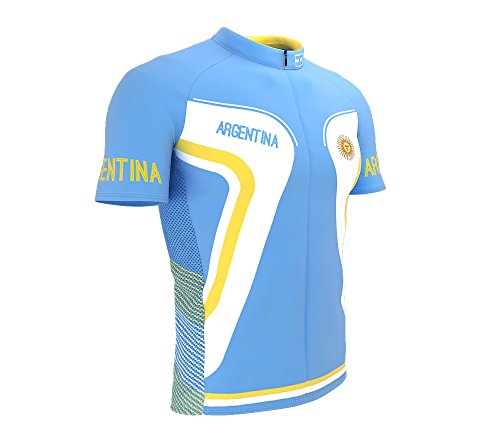 ScudoPro Argentina Full Zipper Bike Short Sleeve Cycling Jersey for Men - Size 2XL Multicolored