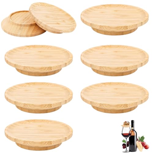 8 Piezas Tapa de Madera para Copa de Postre, Tapa Copas, de Wood para Copas de Vino, Copa de Vino Topper Madera, Adecuado para Accesorios de Fiesta, Bandejas de Aperitivos y Postres.