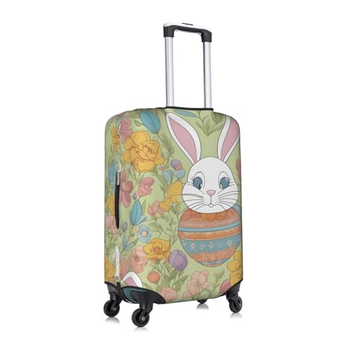 Easter Bunny Floral Print Travel Elastic Suitcase Luggage Baggage Cover Protector, Washable And Anti-Scratch3