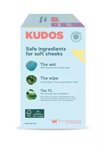 Kudos Skin-Loving Baby Wipes - Plastic-Free & Unscented - 180ct - (3 pack of 60)