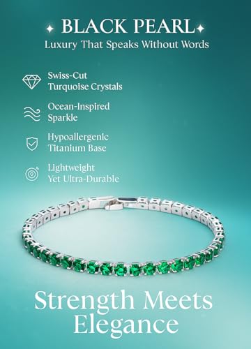 Image of BLACK PEARL Elegant Style Tennis Bracelet with Multicolour Zirconion Stones, Gold and Silver-Toned Bracelet For Women & Girls