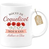 quotedazur Café-Croissant - Mug Personnalisé Noces De Coquelicot 8...