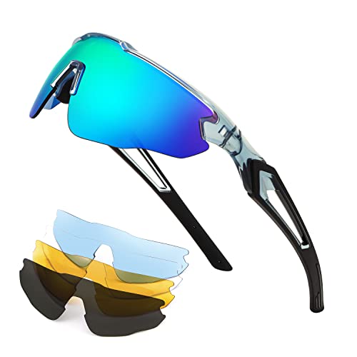 FEISEDY Cycling Sports Sunglasses Running Baseball 80s 90s Shield Golf ...