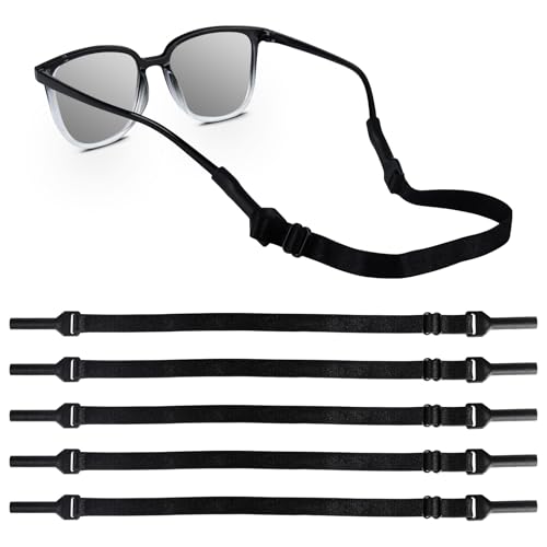 5 Stück Verstellbarer Brillen Halteriemen, Einstellbare Brillenbänder, No Tail Anti Rutsch Brillenriemen, Brillenband Herren Damen Kinder für Sportbrille Sonnenbrille Lesebrille Brille Schutzbrille