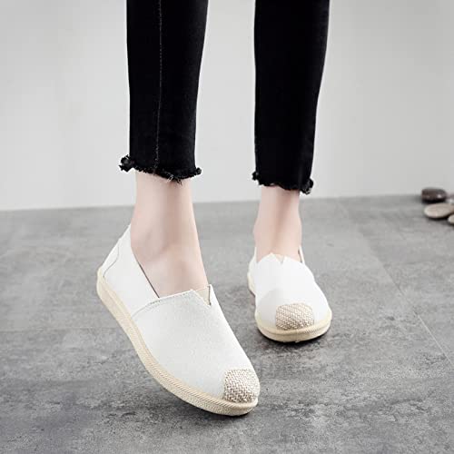 Image of eYLun Women Loafers Slip On Shoes Canvas Flats Work Shoes Casual Comfortable Walking Shoes