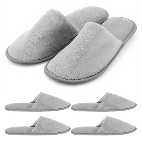WJIAAA 3 pares de pantuflas de hotel para invitados, zapatillas de estar por casa con diseño de vellón de coral ampliado y engrosado para el hotel y el hogar, zapatillas con dedos cerrados unisex