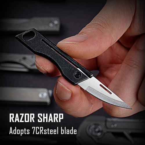 KeyUnity KK06BK Mini Titanium Pocket Knife for Everyday Carry- Razor Sharp Folding Blade, Lightweight EDC Tool for Camping, Hiking and Outdoor(Black) by KeyUnity - Image 9
