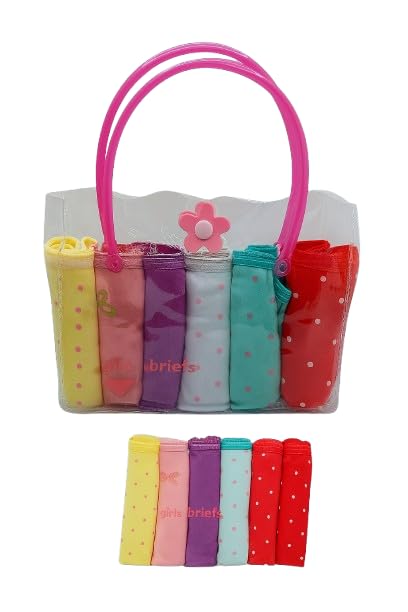 Girls' Cotton Briefs, 6-Pack with Carrying Tote, Assorted Colors and Prints (US, Age, 9, 10, Multicolor)