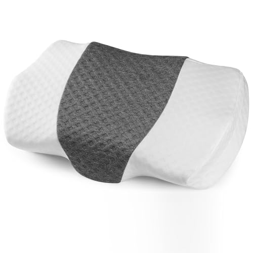 H HOKIZU 低反発 枕 メモリーフォーム 快眠枕 横向き寝 仰向け寝 専用設計 竹炭カバー 洗濯可能 安眠 ホワイトグレー 62*36*12/8cm