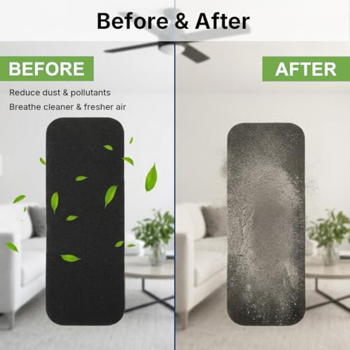 Image of HASTHIP 5 Pack Ceiling Fan Filters Activated Coconut Shell Carbon Air Purifier Pads Unscented Dust and Allergen Capture for Household Ceiling Fans Black