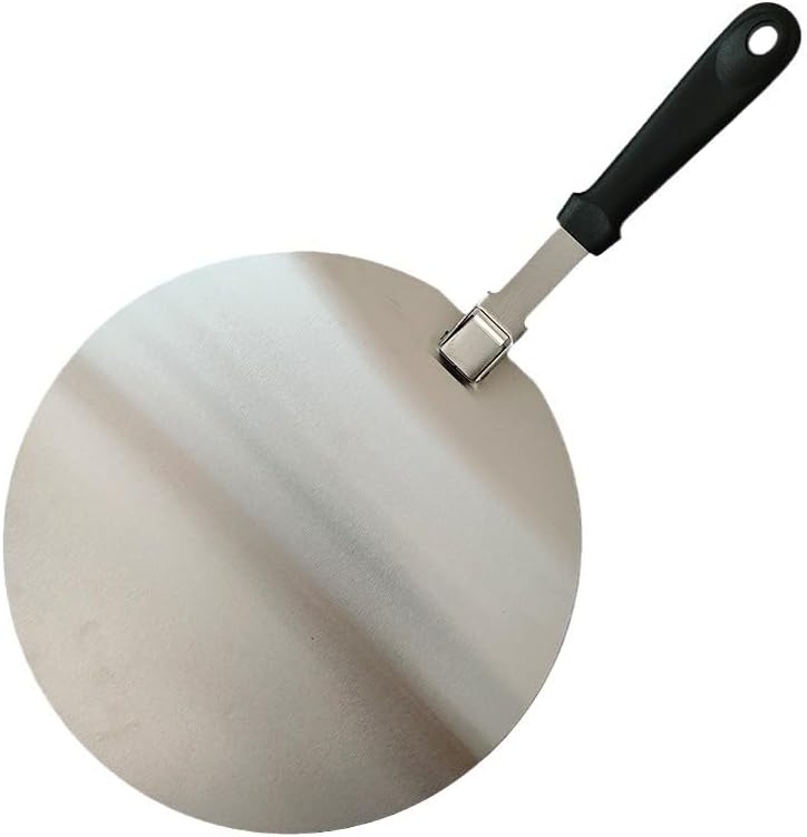 2 Packs 10 Inch Stainless Steel Foldable Pizza Peel, Plastic Grip Round Transfer Shovel, Multi-use for Cake Bread Baking Home Kitchen