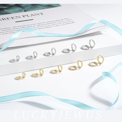 925 Sterling Silver Small Gold Huggie Hoop Earrings for Women Men,14K Gold Plated Cartilage Hoop Earring, Helix, Tragus, Earlobe Tiny Hoops, Lightweight Hypoallergenic Earrings Cuff4