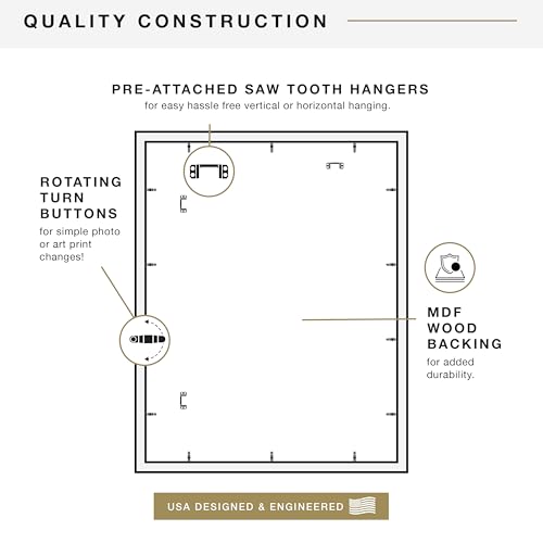 MCS Studio Gallery 22x28 Matted Poster Frame with 18x24 Picture Display, Black Woodgrain Vertical & Horizontal Wall Hanging Large Picture Frame for Photos, Posters & Art Prints (1-Pack)
