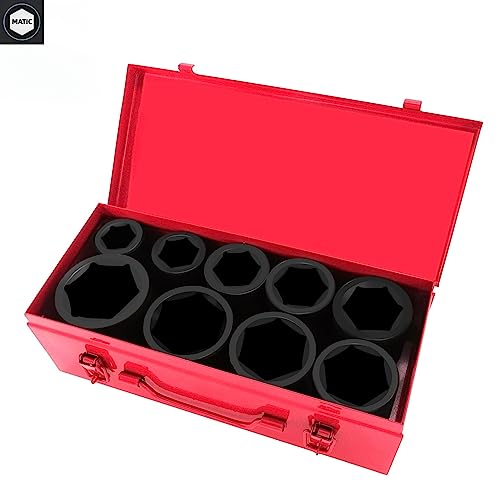 Image of TONYNOL 1 inch Inch Drive Deep Impact Socket Set,9 Pieces,6-Point,Metric Sizes(24mm,27mm,30mm,32mm,36mm,38mm,41mm,46mm,50mm),Cr-Mo Steel