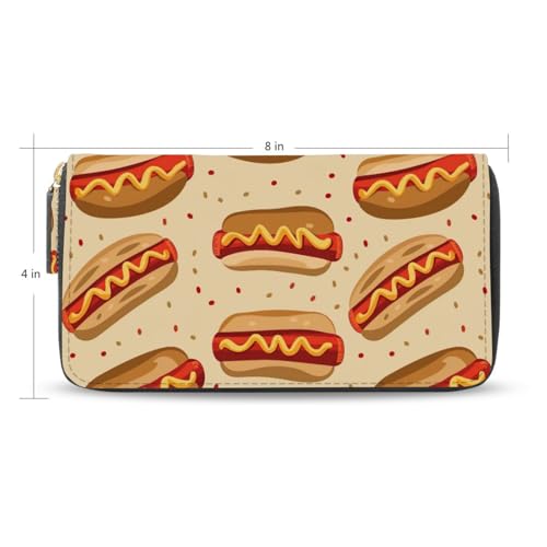 Funny Hot Dog Women's Large Capacity Wallets Holder Wallet Credit Card Clutch Coin Pocket Pu Leather Zipper Closure Deal Gift for Women 212203022