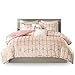 Intelligent Design Raina Twin/ Twin XL Comforter Set, Chic Geometric Metallic Bed Set for girls, 4 Pieces Dorm College Bedding with 1 Shams, 2 Toss Pillows, Blush/Gold
