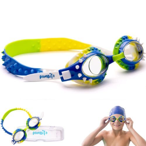 Gafas natación niño niña, Gafas piscina niño niña, Gafas buceo niño niña, Diseño Divertido, Protección UV, Antivaho, 100% Silicona, Sin Látex, con funda para gafas, Regalo para niño niña