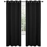 Deconovo Extra Long Curtains 108 Inch, Room Darkening Curtain Drapes for Patio Sliding Door, Grommet Top (Black, 52x108 Inch, 2 Panels)