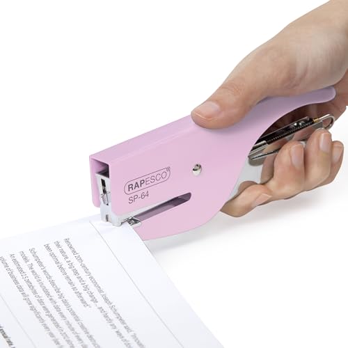 Image of Rapesco 1377 SP-64 Stapling Plier and 1000 Type 21 /4mm Staples, 12 Sheet Capacity, Candy Pink
