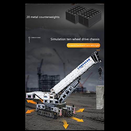 Foxcm Technischer Kran Kran 11200 Bauset, 2.4G RC Crawler Liebherr Bauset 4000 Teile mit 2 Motoren, Kompatibel mit Lego… – Bild 6