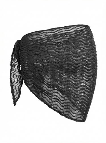 Image of ZAFUL Sarong Coverups for Women Beach Vacation Fishnet See Thru Tie Side Bathing Suit Cover Up Mini Skirt