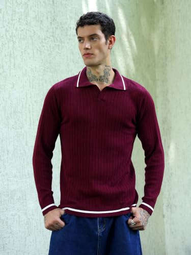 Image of Kvetoo Full Sleeve Winter Wear Woolen Collar Polo Sweater for Men