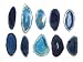 Zentron Crystal Collection: Set of 12 Blue Polished Light Table Agate Slices in Velvet Bag