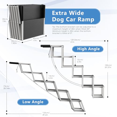 Dog-Stairs-for-Large-Dogs-5-Step-Foldable-Dog-Ramp-for-Car-Non-Slip-Surface-Support-up-to-230lbs-Suitable-for-SUVTruck-Sofas-Bed Dog Stairs for Large Dogs 5 Step Foldable Dog Ramp for Car Non Slip Surface Support up to 230lbs Suitable for SUVTruck Sofas Bed