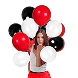 Pack of 100 Red White and Black Latex Balloons Party Decorations Supplies for Valentines Day Christmas Holiday Polka Dot Ladybug Graduation or Birthday