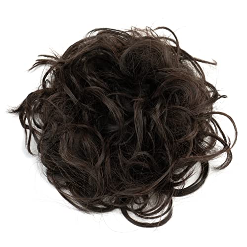 IMISSU Large Size Hairpiece Curly Messy Hair Bun Wrap Scrunchies Elastic Hair Band Donut Updo Chignon Hair Extension Piece for Women Girl (Chocolate Brown) - Image 3