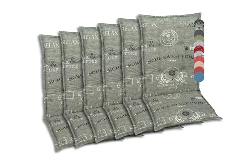 GO-DE Textil Bequeme und attraktive Polsterauflagen für Mittellehner-Gartenstühle (6er-Set, Design: Stempel Hellgrau)