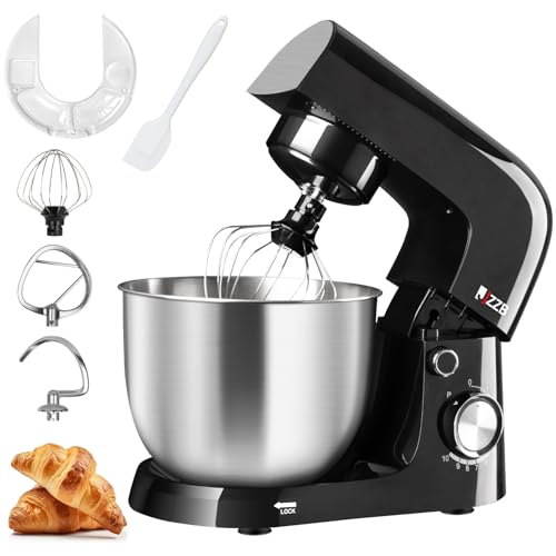 Consejos para Comprar batidora para pasteles los preferidos por los clientes. 47 JZZB Batidora de Pedestal Planetaria de 10 Velocidades de 1500 Watts, Tazón de 5 Litros, Cabeza Inclinable, 6 Accesorios Extra Incluidos, Repostería y Panadería en el Hogar...