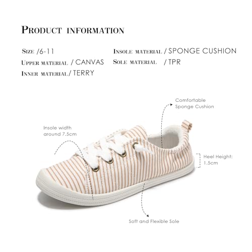 Image of FUNKYMONKEY Slip-On Canvas Sneakers for Women, Comfortable Lightweight Lace-Up Flat Casual Tennis Shoes Breathable Walking Shoes for Everyday Wear