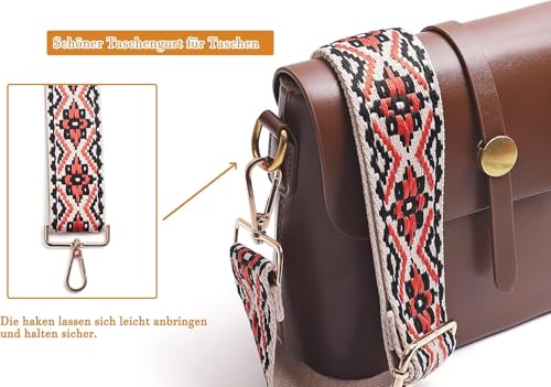 Image of Lyrovo Adjustable Purse Strap Replacement for Women, 1.5 inch Wide Crossbody Shoulder Strap Boho Handbag Strap (Aztec-Red Wine)
