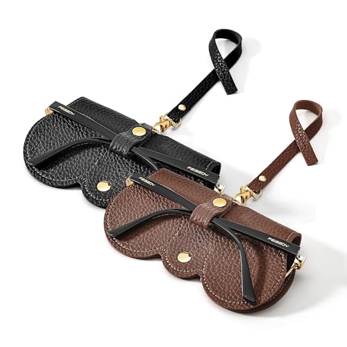 Image of FEISEDY 2Pack Soft Leather Sunglass Bag, Portable Holder Eyeglasses Case