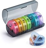 Pill Box Organiser 2 Times a Day, Travel Pill Case 7 Day AM PM Weekly, BPA Free Medicine Storage Box for Pills, Vitamin, Medication and Tablets (Black)…