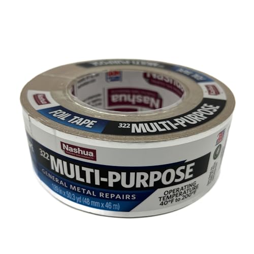Nashua 322 HVAC Multi-Purpose Foil Tape, 46m Length, 48 mm Width, Aluminum