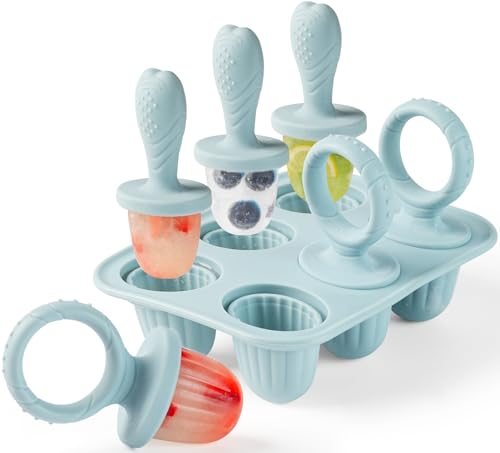 JRISBO Moule à Glace pour Bébé, 6X 17ML Mini Moule Crème Glacée en Silicone sans BPA avec Bâtonnets de Dentition pour Enfant, Petit Popsicle Mold Purée...