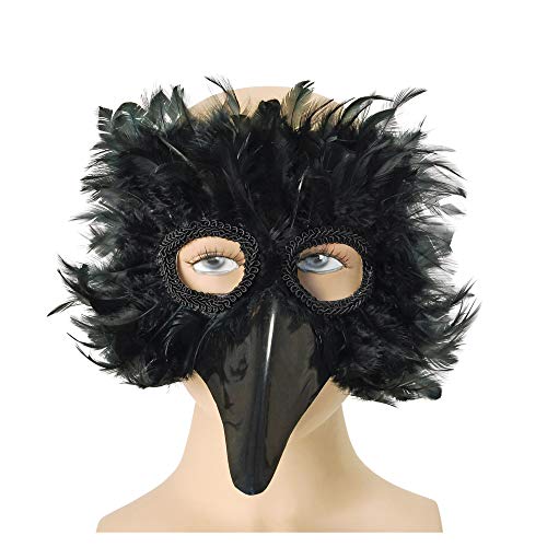 Bristol Novelty EM003 Bird Feather Mask | Black | Pack of 1 Eye, Womens, One Size